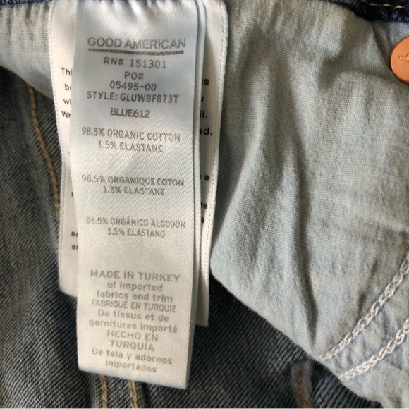 Good American Good Legs Frayed High Waist Ankle Skinny Jeans Size 4 Womens Denim - Picture 7 of 8